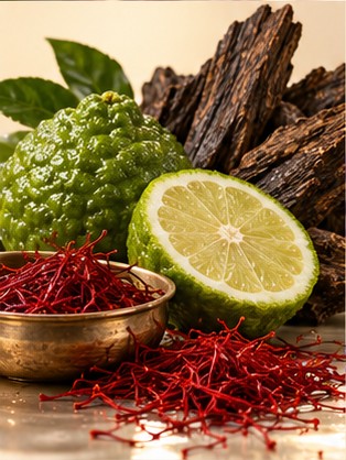 Bergamot, saffron and dark fragrance woods
