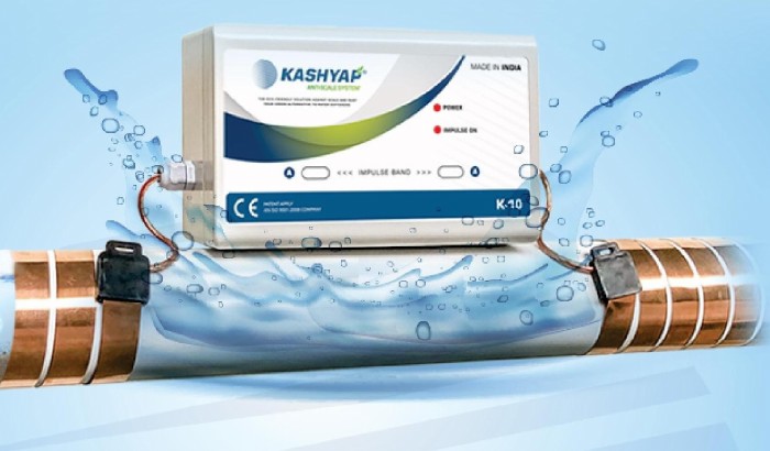 Kashyap electronic anti-scale control unit fitted externally to a water pipe